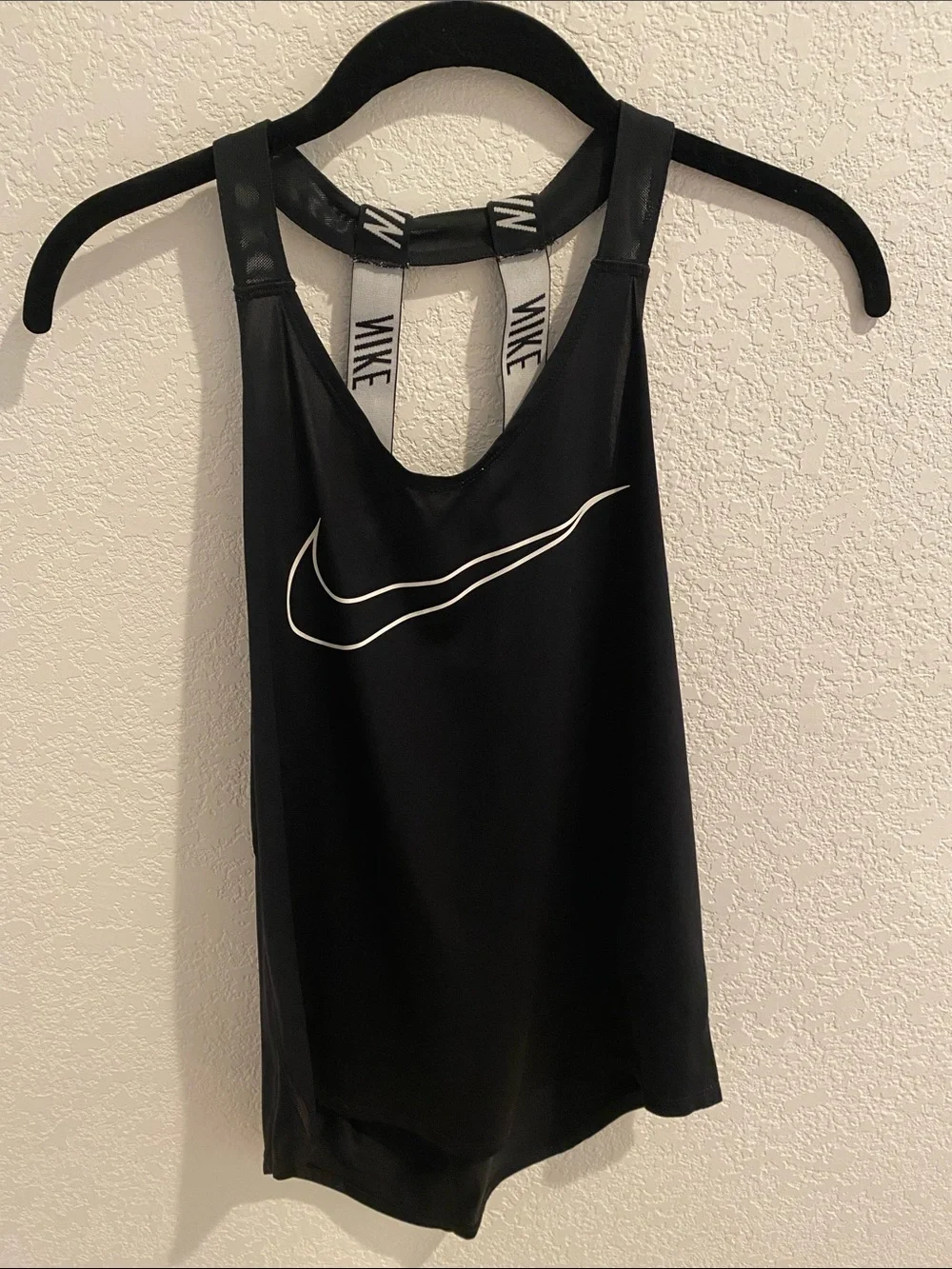 Nike Black Tank with White Swoosh and Branded Straps